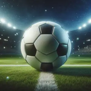 Arte digital de uma bola de futebol no meio do campo